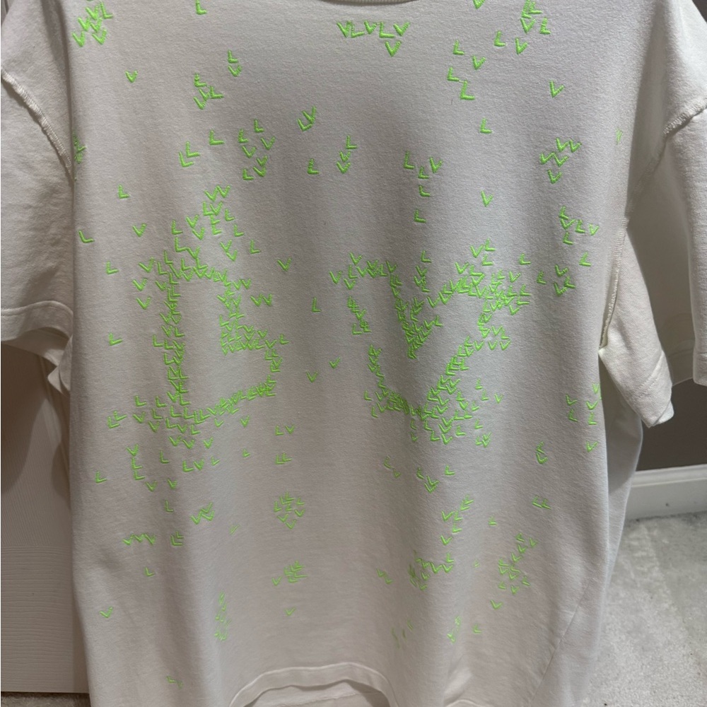Authentic Louis Vuitton White Shirt with Neon Green Accents